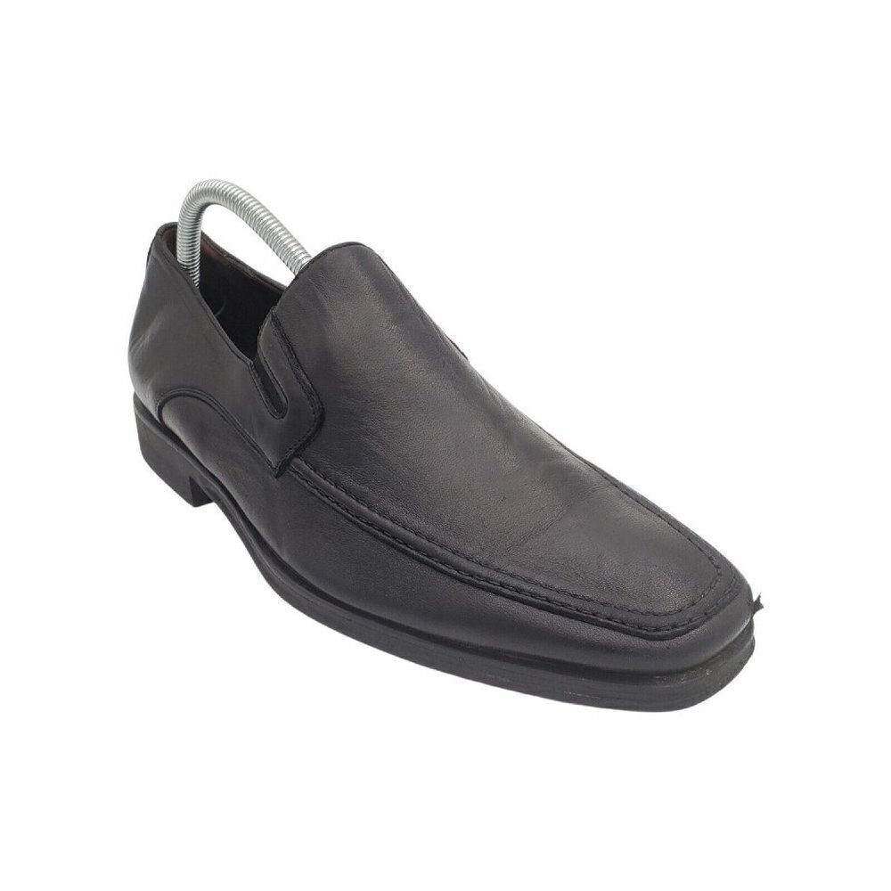 Monte Rosso Luca Dress Shoes Mens 8 W Italian Leather Black Slip On Loafers